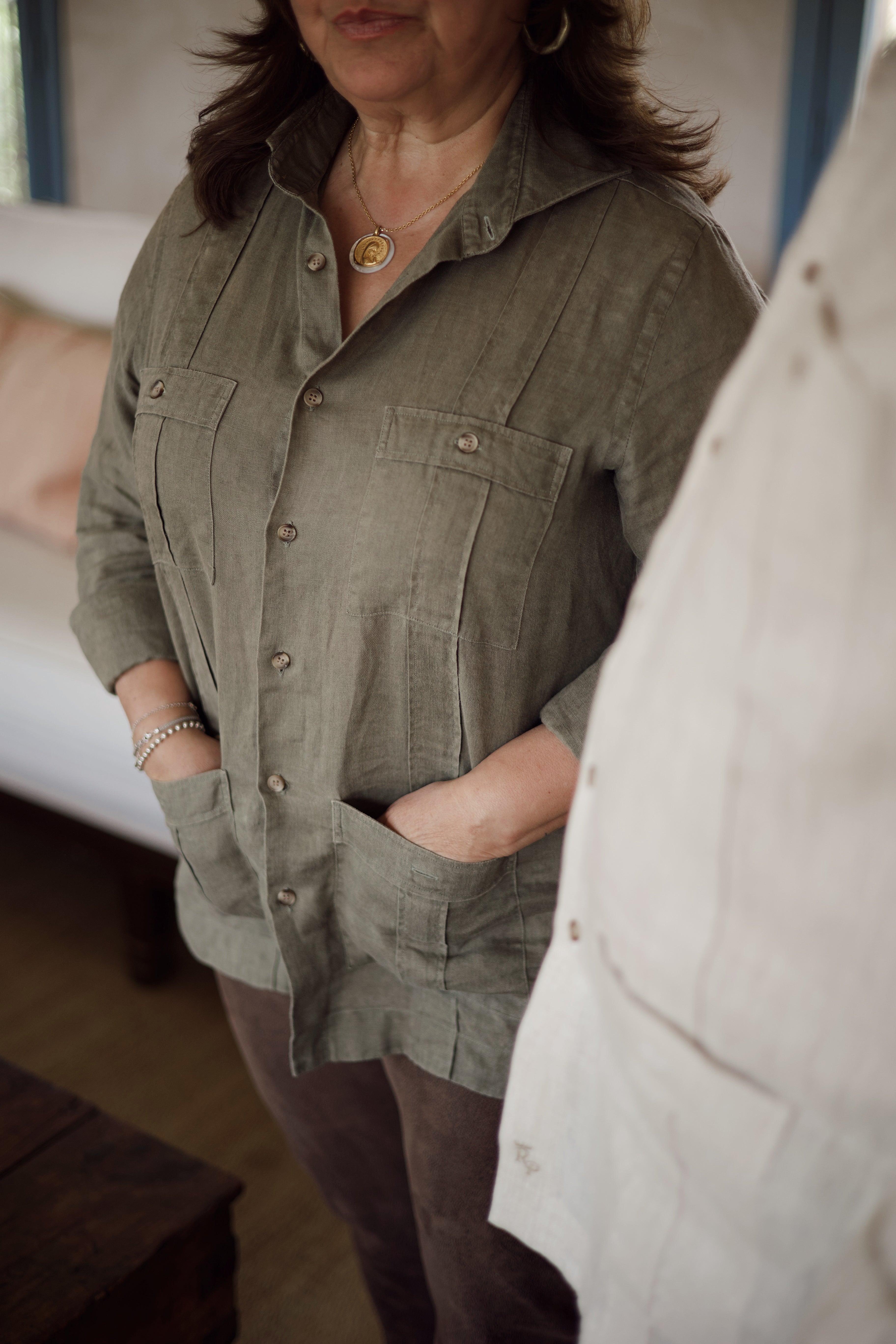 UNISEX GREEN GUAYABERA SHIRT