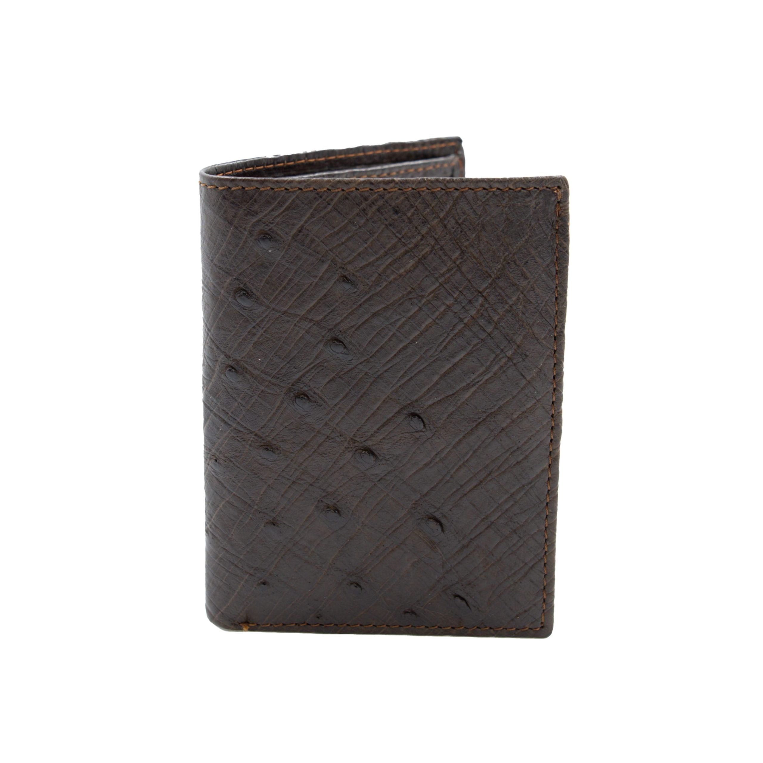 OSTRICH LEATHER WALLET CHOCOLATE P.